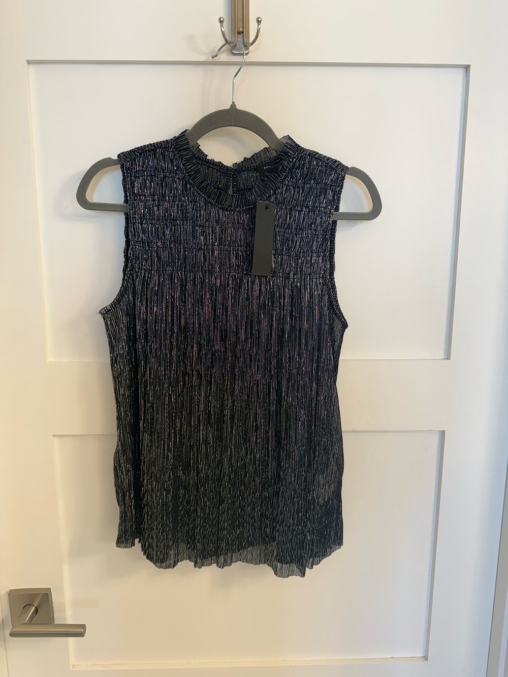 Banana Republic Sleeveless Ruffled Mock-Neck Top - Metallic